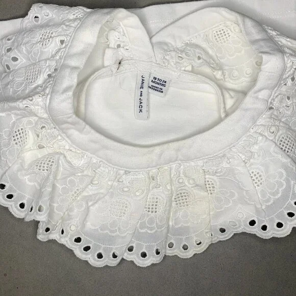 Janie and Jack White Eyelet Ruffle Collar Top 18–24M - Picture 3 of 3
